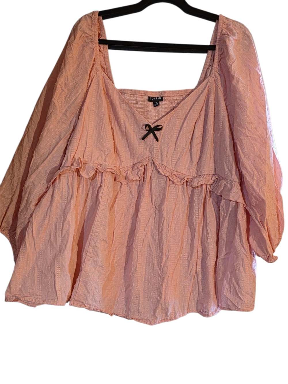 Torrid Pink Peasant Babydoll Top plus size 4xl EUC